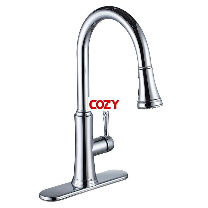 Transitional Pulldown Kitchen Faucet--Chrome