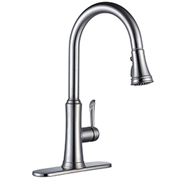 Transitional Pulldown Kitchen Faucet--Brushed Nickel